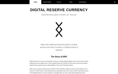 Website screenshot of Digital Reserve Currency (2026-04-25)
