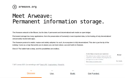 Website screenshot of Arweave (2026-05-23)