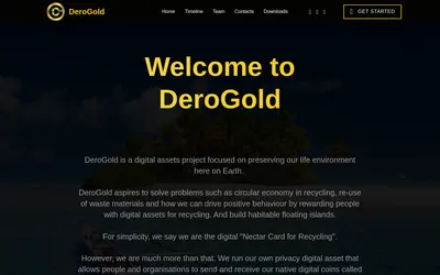 Website screenshot of DeroGold (2026-04-25)