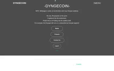 Website screenshot of Dyngecoin (2026-04-25)