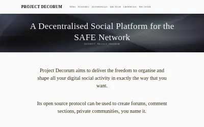 Website screenshot of Project Decorum (2026-05-23)