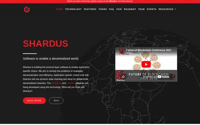Website screenshot of Shardus (2026-05-21)
