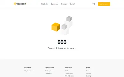 Website screenshot of Capricoin Plus (2026-05-22)