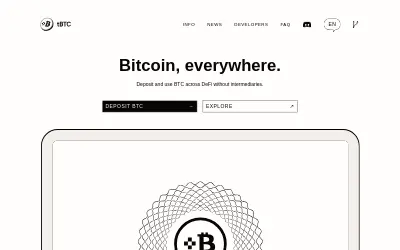 Website screenshot of tBTC (2026-05-23)