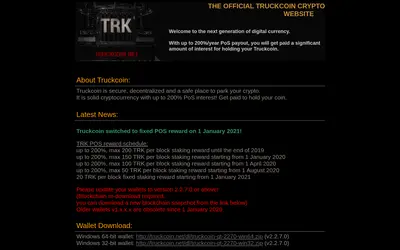 Website screenshot of Truckcoin (2026-05-20)