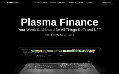 Website screenshot of Plasma Finance (2026-05-21)