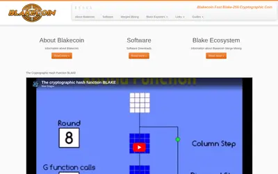 Website screenshot of Blakecoin (2026-05-21)
