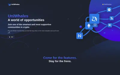 Website screenshot of UniWhales (2026-04-26)