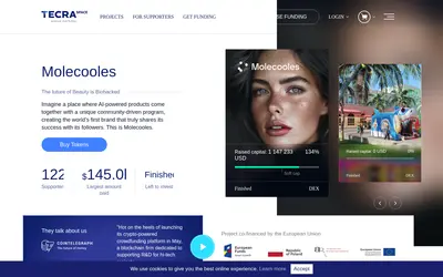 Website screenshot of TecraCoin ERC20 (2026-05-20)