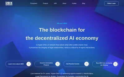 Website screenshot of UBIX Network (2026-05-21)