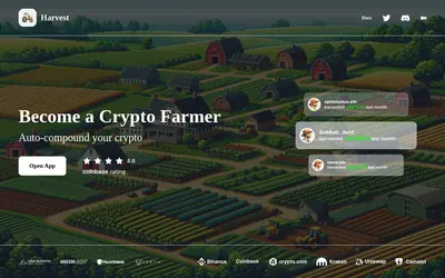 Website screenshot of Harvest Finance (2026-05-20)