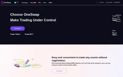 Website screenshot of OneSwap DAO Token (2026-05-23)