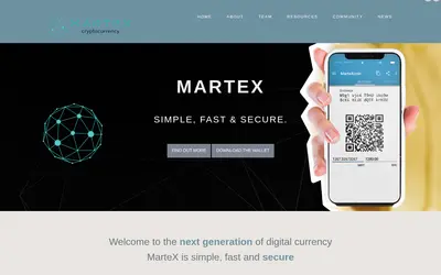 Website screenshot of MarteXcoin (2026-05-22)