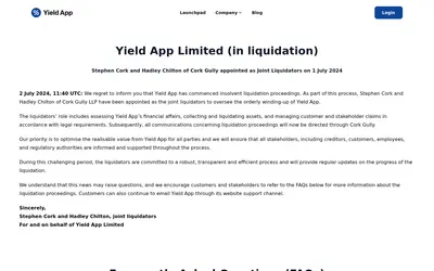 Website screenshot of Yield App (2026-05-21)