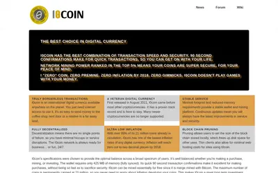 Website screenshot of I0Coin (2026-04-25)