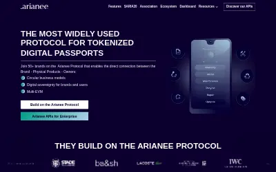 Website screenshot of Arianee (2026-05-23)