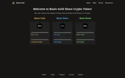 Website screenshot of Basis Gold (2026-05-23)