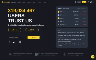 Website screenshot of Binance ETH staking (2026-05-22)