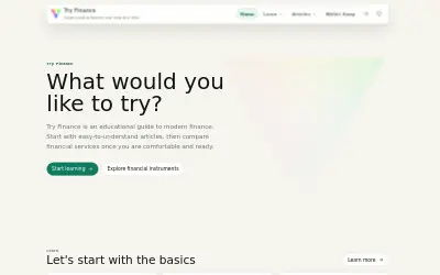 Website screenshot of Try.Finance (2026-05-30)